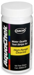 Free Chlorine Test Strips, 0-600 mg/L, 100 tests